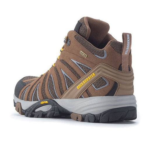ROCKROOSTER Bedrock Men's Waterproof Hiking Boots, Brown, 6 Inch, Vibram Sole