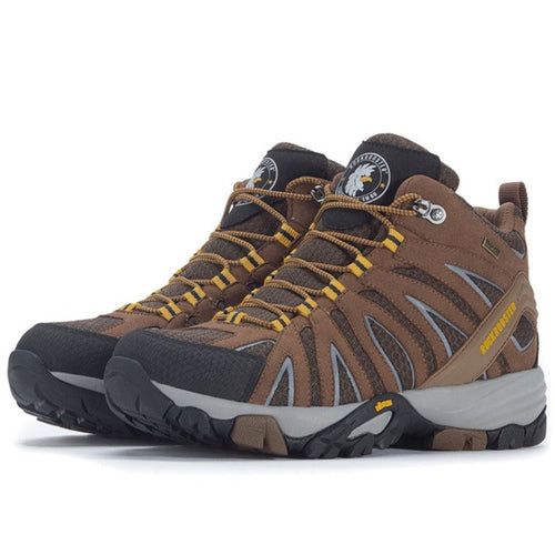 ROCKROOSTER Bedrock Men's Waterproof Hiking Boots, Brown, 6 Inch, Vibram Sole
