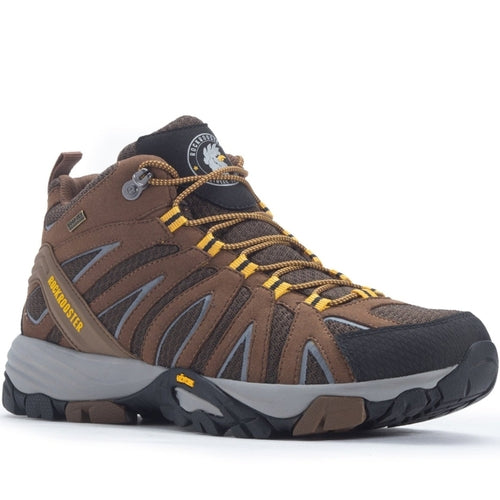 ROCKROOSTER Bedrock Men's Waterproof Hiking Boots, Brown, 6 Inch, Vibram Sole