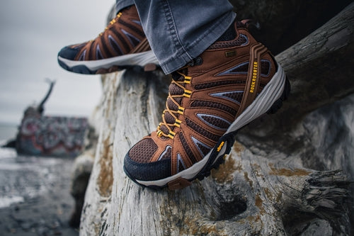 ROCKROOSTER Bedrock Men's Waterproof Hiking Boots, Brown, 6 Inch, Vibram Sole