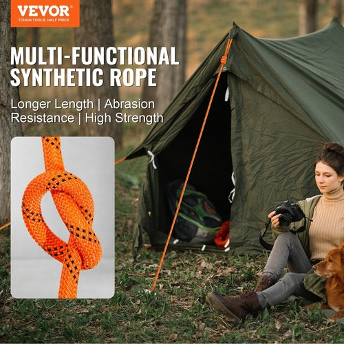 VEVOR Arborist Tree Climbing Rope Double Braid Polyester 1/2"/1.3 cm x