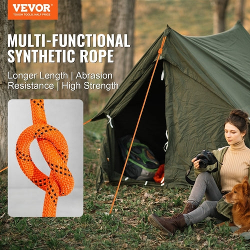 VEVOR Arborist Tree Climbing Rope Double Braid Polyester 1/2"/1.3 cm x